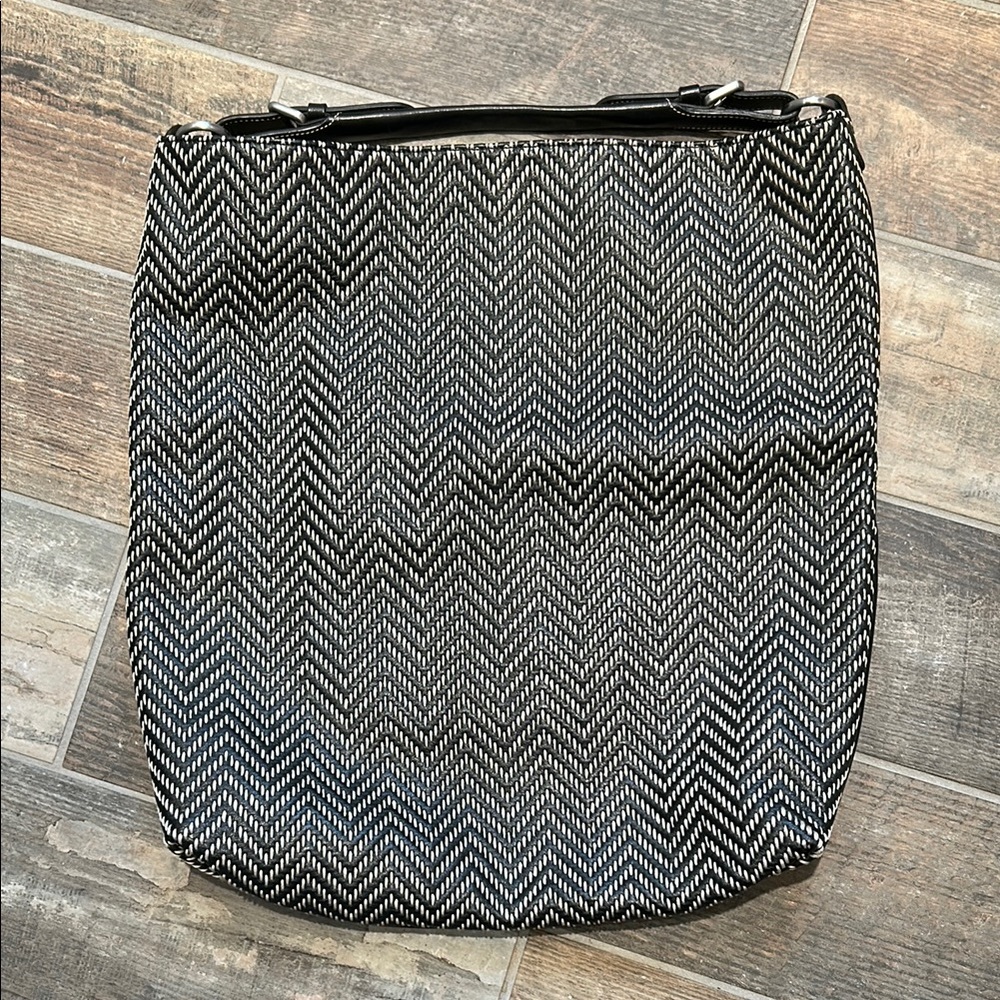 Gianni Segatta Black and White Chevron Tote Bag